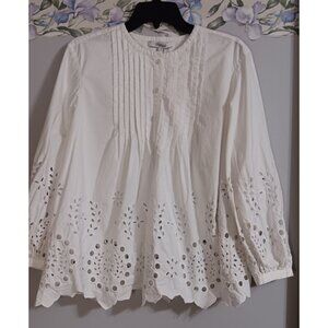 Derek Lam 10 Crosby White 4 Eyelet Button Pleated Classic Minimalist Designer To